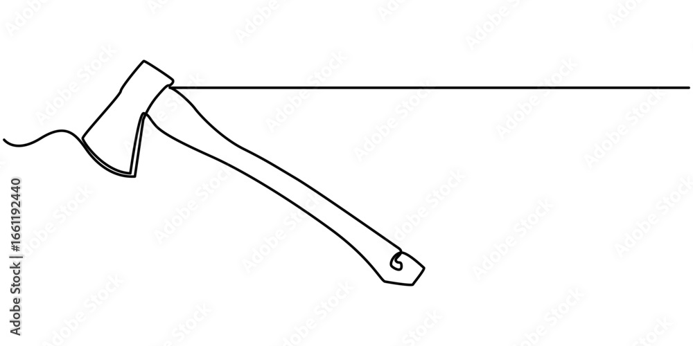 Fototapeta premium Continuous one line drawing axe vector illustration, One line drawing illustration of axe. Single line of lumberjack concept. Editable outline. 