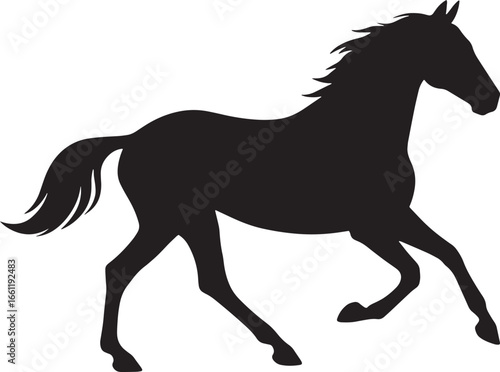 "Running Horse Silhouette Vector, Elegant Minimal Black Outline on White Background"