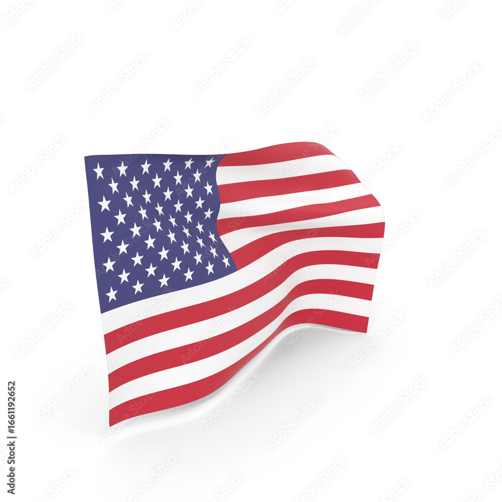 Fototapeta premium American Flag Waving Stripes and Stars, 3d Png, Transparent background