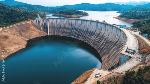 Stunning panoramic view of Bangwad Dam, Phuket, with curved shoreline and natural beauty all around