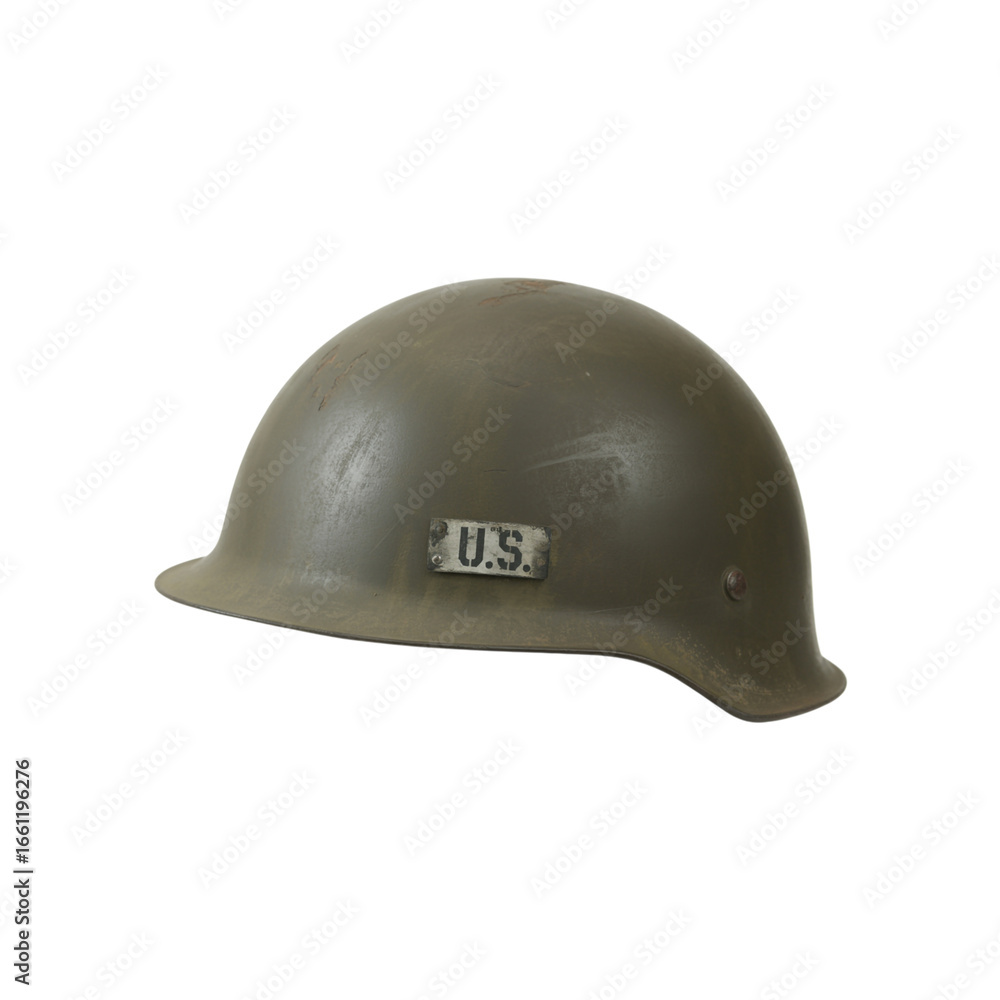 Fototapeta premium Vintage U.S. Army helmet, iconic symbol of military history and enduring strength