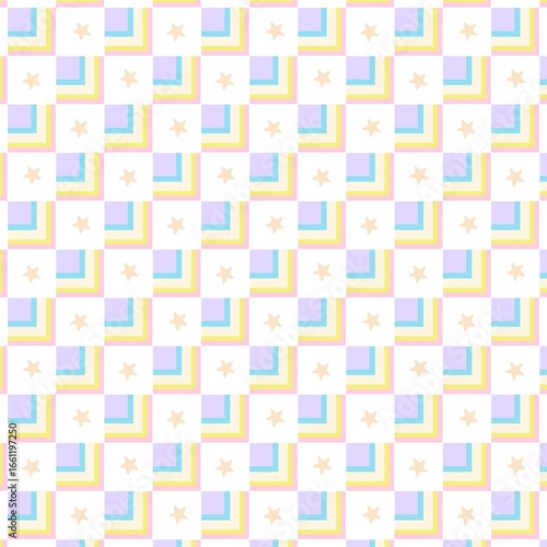 Foto The delightful mix of stars and abstract L-shapes in soft pastels creates a charming and dreamy design, perfect for children's decor, stationery, and creative projects