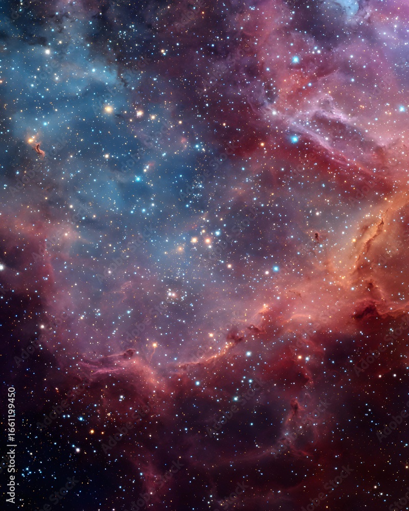 Fototapeta premium Vibrant cosmic mystery background with stars and nebulas
