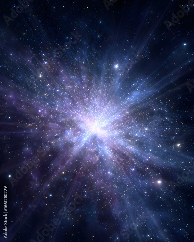 Cosmic mysterious energy burst with stars background