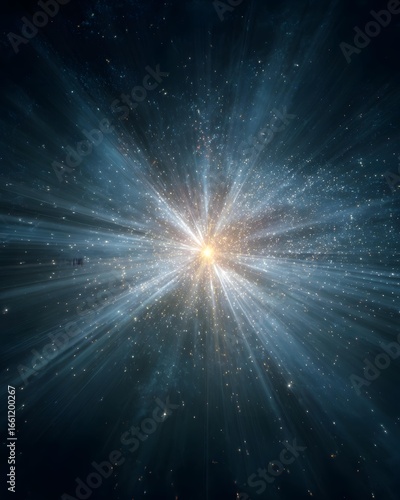 Cosmic mysterious energy burst with stars background