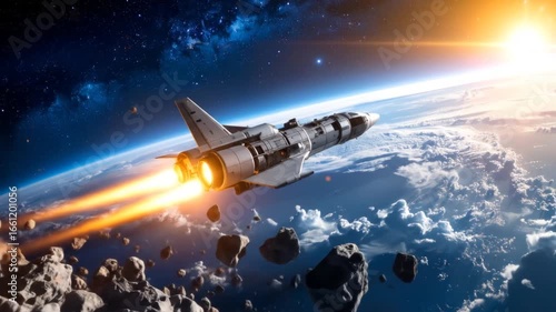 Wallpaper Mural Spaceship evading asteroid field Torontodigital.ca