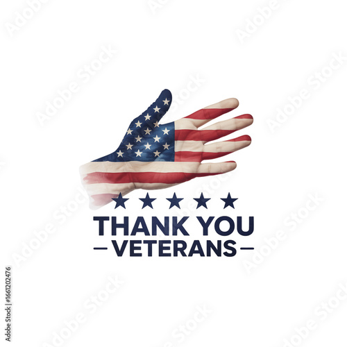 Honoring heroes with a patriotic hand gesture and 'Thank You Veterans' message