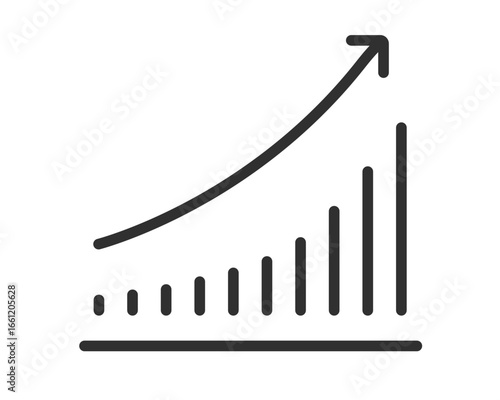 Growth graph icon line stroke vector graphic, rise up chart arrow as growing positive economic or business trend sign symbol simple, revenue profit market progress diagram element outline clip art