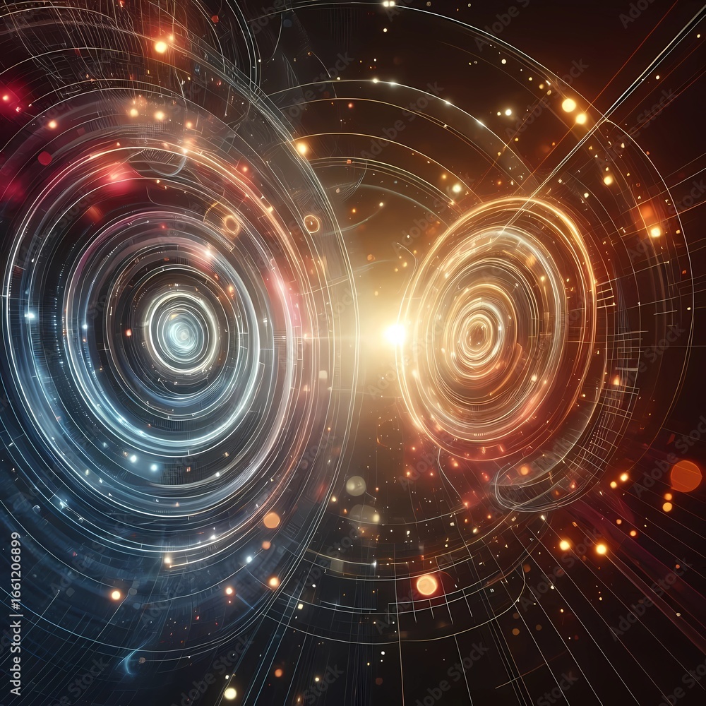 Fototapeta premium Gradient Futuristic Wallpaper with Energy Ring Array