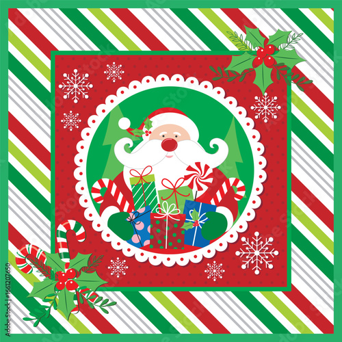 Santa Claus with Gifts Christmas Illustration