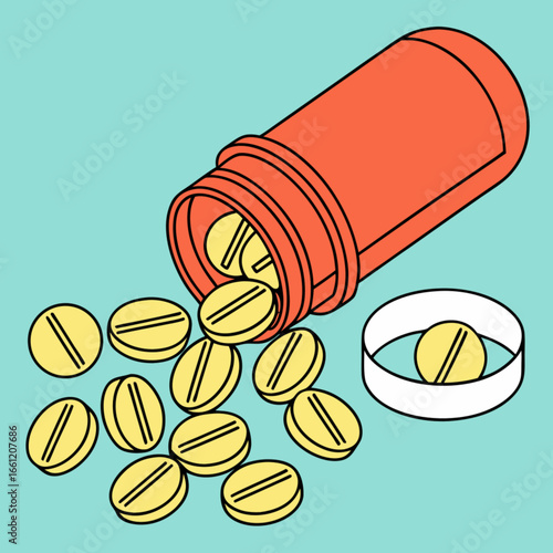 Spilled Pills and Prescription Bottle A Visual of Medication and Health Management