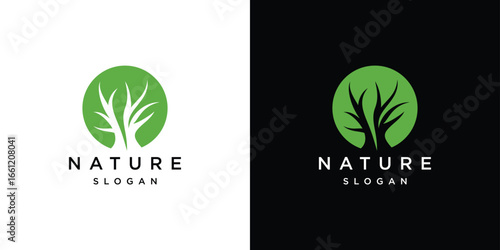Abstract Circle Tree vector logo design.Natural Vector Tree Logo.	