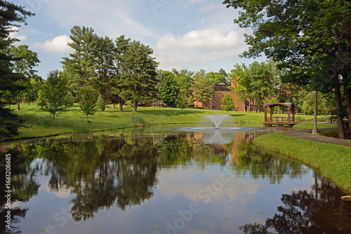 Scenic landscape of Park. Skidmore College, Saratoga Springs, NY, United States