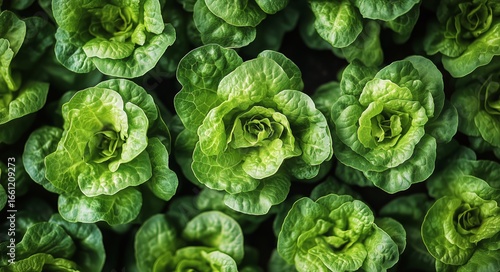 Vibrant Green Lettuce Plants Growing in Rows at a Community Garden During the...