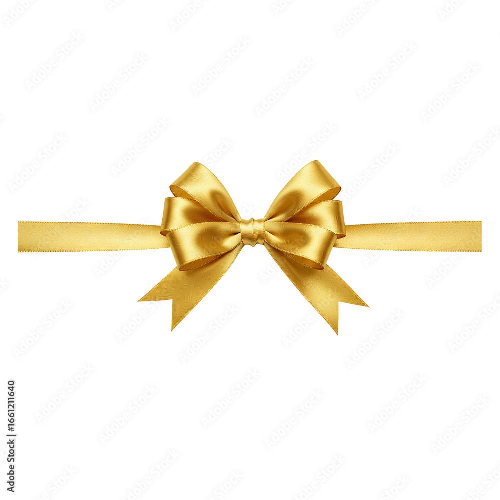 Fototapeta premium Gold ribbon with bows on transparent background PNG Generative AI