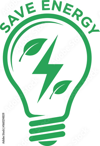 Green energy bulb icon save electricity save power leaf electricity symbol vector