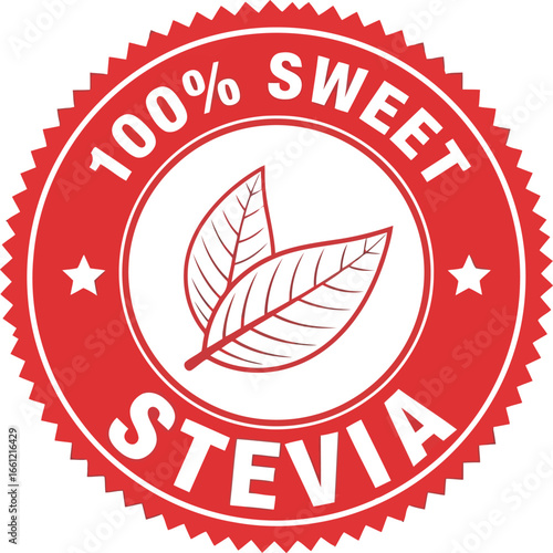 Natural stevia sweetener seal 100 percent sweet leaf logo stamp vector