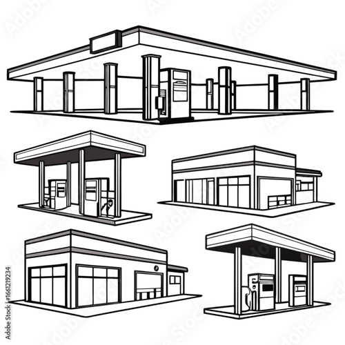Collection of Modern Gas Station Buildings and Services