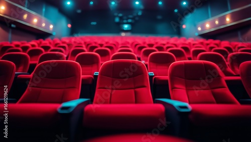 Empty Red Seating in a Modern Cinema During a Quiet Afternoon Showing.