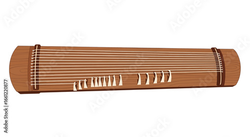 Artistic illustration of a gayageum, korean traditional musical instrument