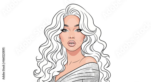 Captivating artistic rendering of a radiant woman with voluminous hair