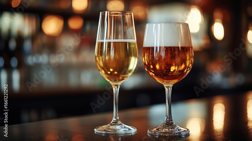 Refreshing Beverages Served at a Lively Bar During an Evening Gathering.