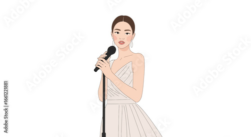 Enchanting performer captivates audience with graceful stage presence and vocal finesse