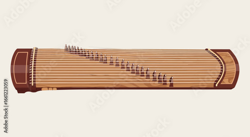 Traditional gayageum instrument illustration, cultural music instrument design