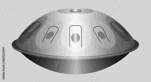 Vector illustration of a handpan, a melodic percussion instrument with a smooth texture