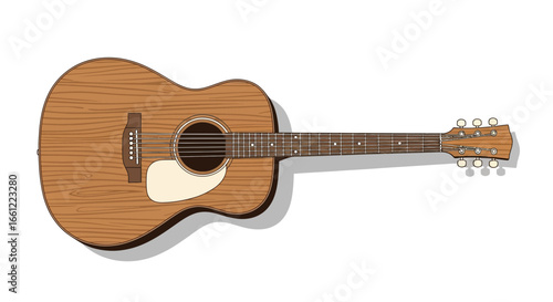 Acoustic guitar illustration with wooden grain and soft shadow detail