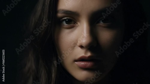 Conceptual portrait of woman with blurred face, abstract mental health metaphor