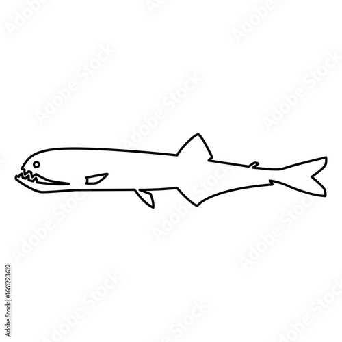 Sigmops elongatus simple line illustration. Deep sea fish line icon illustration.