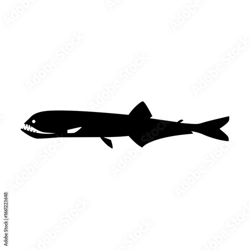 Sigmops elongatus silhouette illustration. Deep sea fish silhouette.