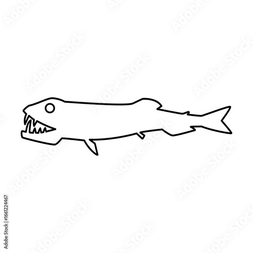 Hammerjaw simple line illustration. Deep sea fish line icon illustration.