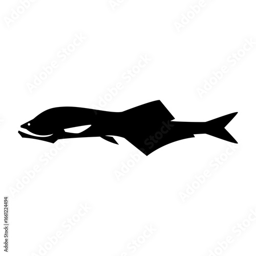 Cyclothone silhouette illustration. Deep sea fish silhouette.