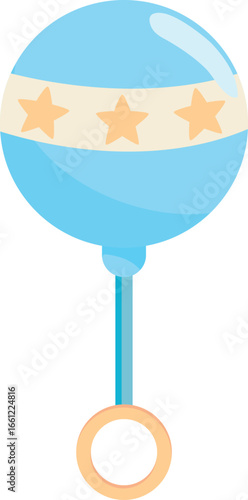 illustration vectors Blue Baby Rattle with Stars and Handle Ring 