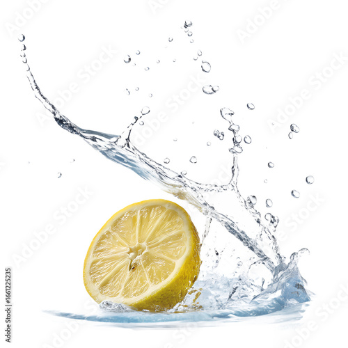 lemon splash in water  PNG