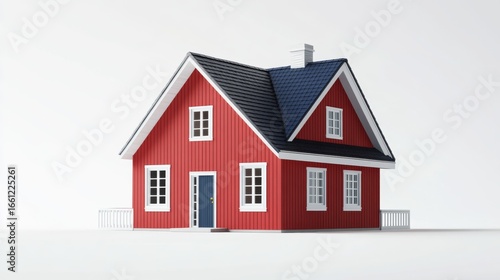 Wallpaper Mural The concept of a cute cottage home is depicted in a 3d rendering as a charming little red house with a porch isolated on a white background Torontodigital.ca