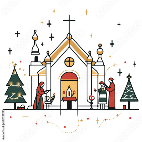 mass, christmas, festival, religion, vector, transparent background, church, winter, chapel, culture, faith, people, god, nativity, religious, season, celebration, xmas, december