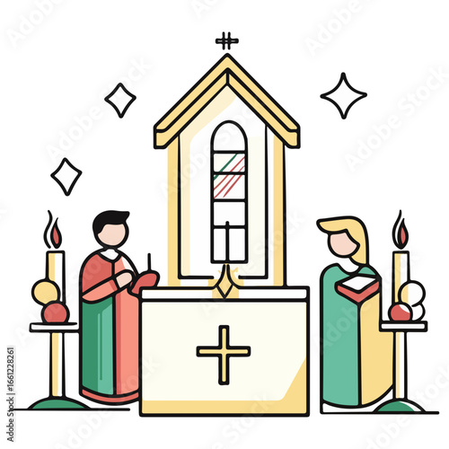 mass, christmas, festival, religion, vector, transparent background, church, winter, chapel, culture, faith, people, god, nativity, religious, season, celebration, xmas, december