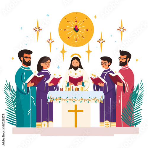 mass, christmas, festival, religion, vector, transparent background, church, winter, chapel, culture, faith, people, god, nativity, religious, season, celebration, xmas, december