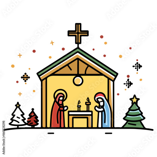 mass, christmas, festival, religion, vector, transparent background, church, winter, chapel, culture, faith, people, god, nativity, religious, season, celebration, xmas, december