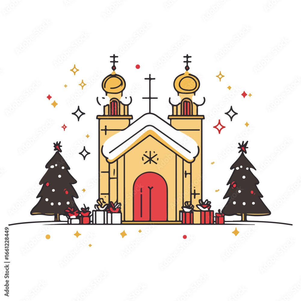 Fototapeta premium mass, christmas, festival, religion, vector, transparent background, church, winter, chapel, culture, faith, people, god, nativity, religious, season, celebration, xmas, december