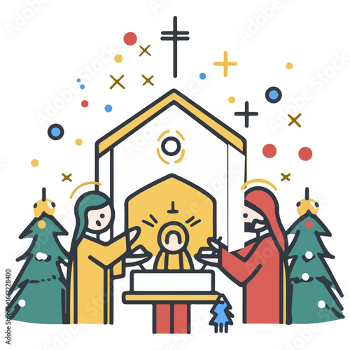 mass, christmas, festival, religion, vector, transparent background, church, winter, chapel, culture, faith, people, god, nativity, religious, season, celebration, xmas, december