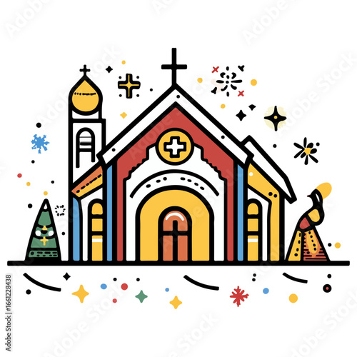 mass, christmas, festival, religion, vector, transparent background, church, winter, chapel, culture, faith, people, god, nativity, religious, season, celebration, xmas, december