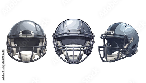 American Football Helmets Displayed From Different Angles