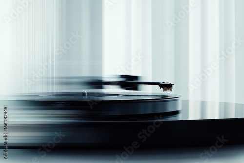 Turntable playing music close-up