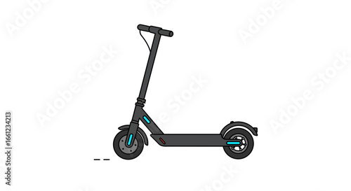 Isolated Electric Scooter Illustration with Black Frame and Blue Accents.