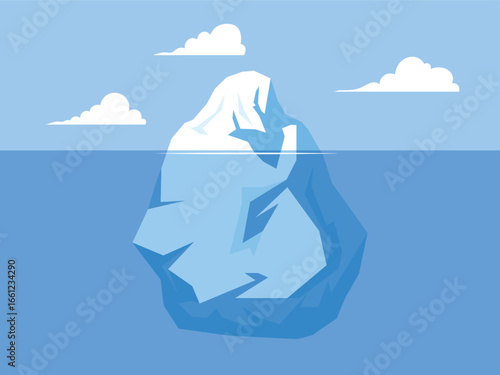 Full big iceberg in the sea with huge underwater part