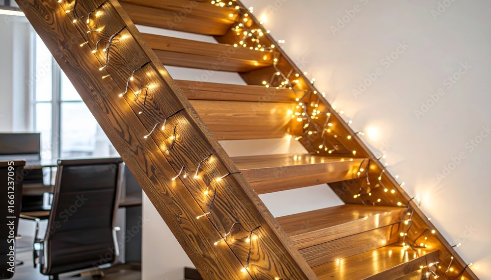 Fototapeta premium A vibrant cityscape reflects on the river as the lights from evening traffic streak across a bridge